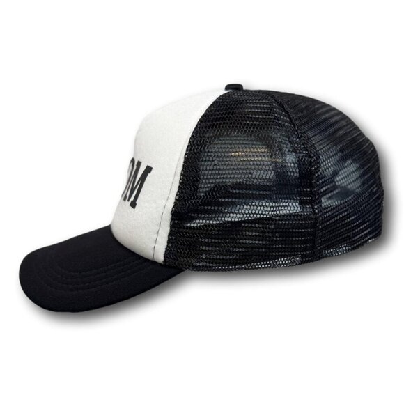 Groom Trucker Hat Black White Snapback Cap Mesh Back Wedding Bachelor Party - Picture 2 of 3